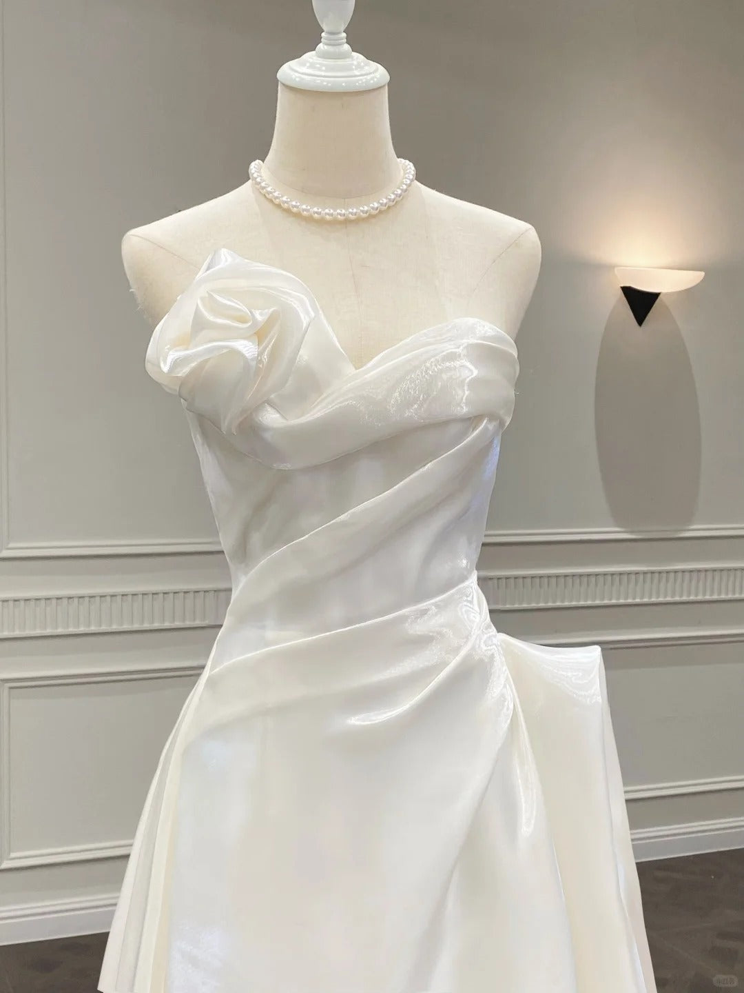 Girlhomeshops--Satin wedding dress white tube top fairy long wedding dress prom dress gh5442