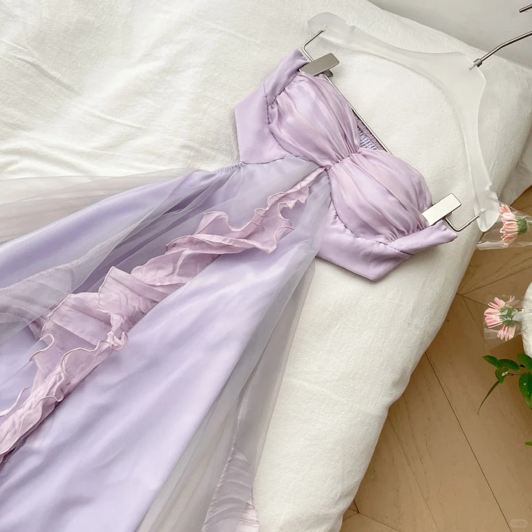 Robe de soirée courte/longue de fée violette, robe de soirée, robe d'anniversaire gh4562