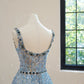 Light blue gorgeous exquisite beaded shiny niche short homecoming dress birthday cocktail party dress gh4307