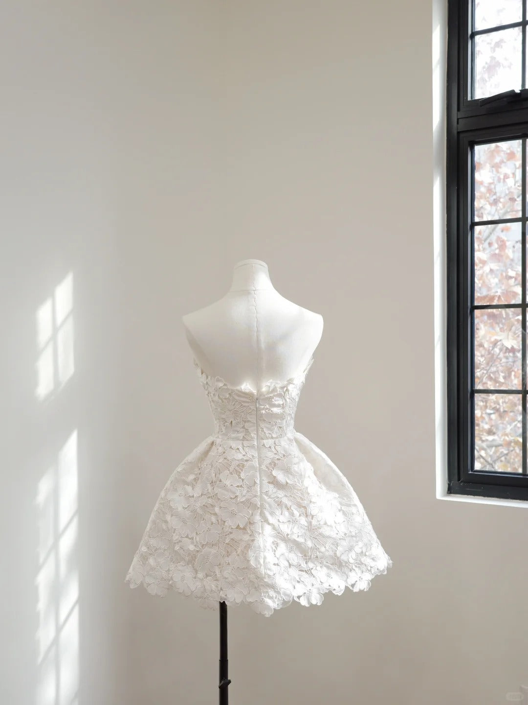Girlhomeshops-White Floral Lace Short Homecoming Dress Birthday Party Dress gh5068
