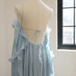 Girlhomeshops-Blue floral halter long backless chiffon party dress wedding guest dress gh5063