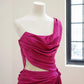 Girlhomeshops-Dark pink stylish and elegant long satin Prom dress evening dress gh5065