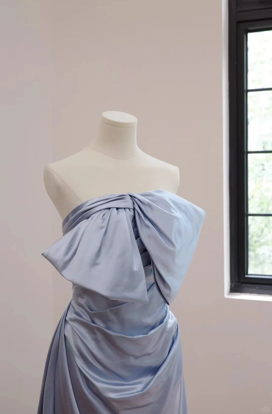 Girlhomeshops-Blue fashion long satin Prom dress evening dress gh5070