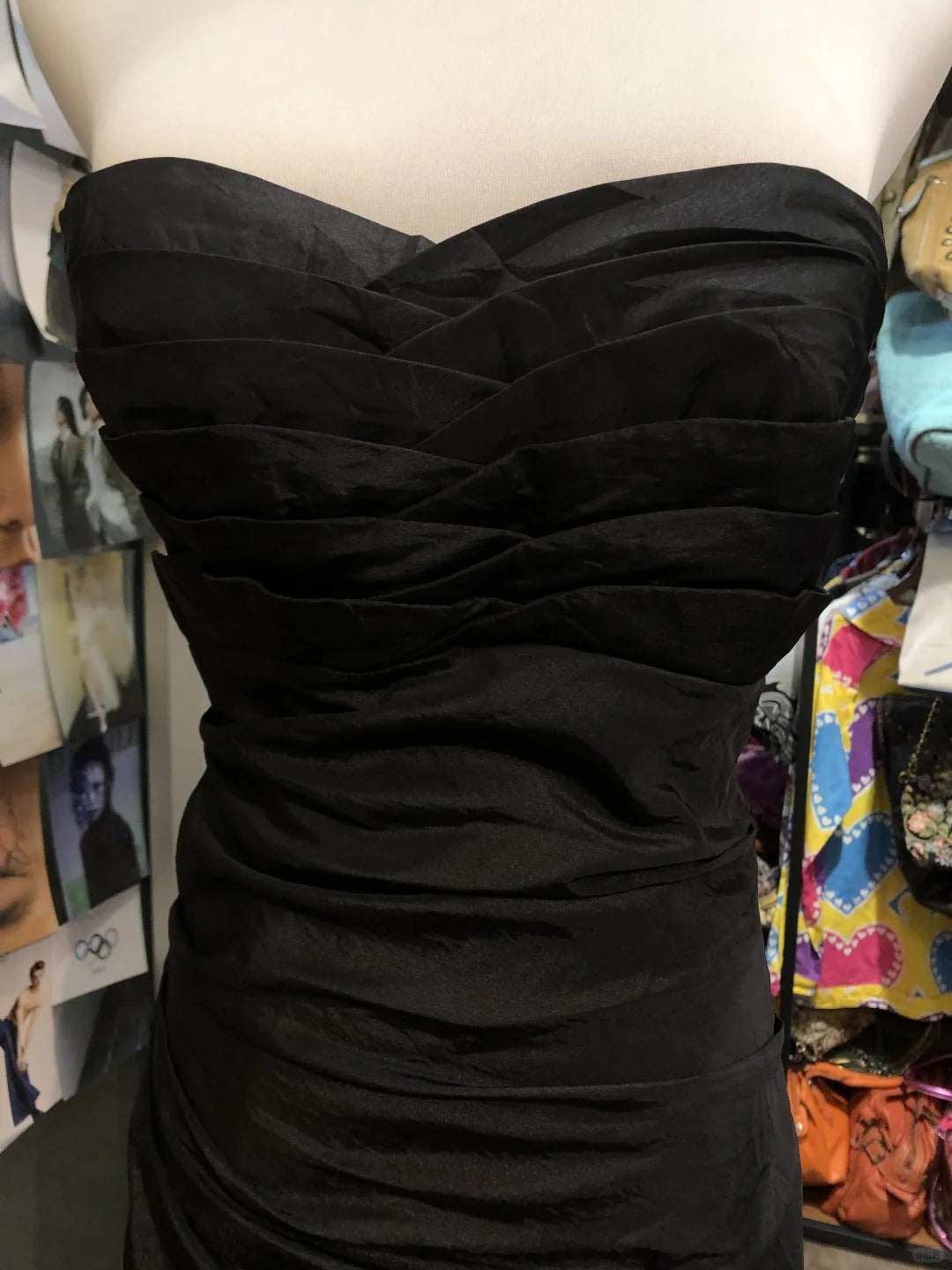 Black Fashion Vintage Elegant Straps Long Pleated Layered Satin Prom Dress Evening Dress Birthday Party Dress Graduation Dress gh4153