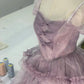 Purple Flower Short Chiffon Homecoming Dress Party Dress gh4647