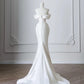 Robe de mariée sirène blanche simple et élégante, longue et slim, en satin, robe de bal, robe de soirée, gh4828