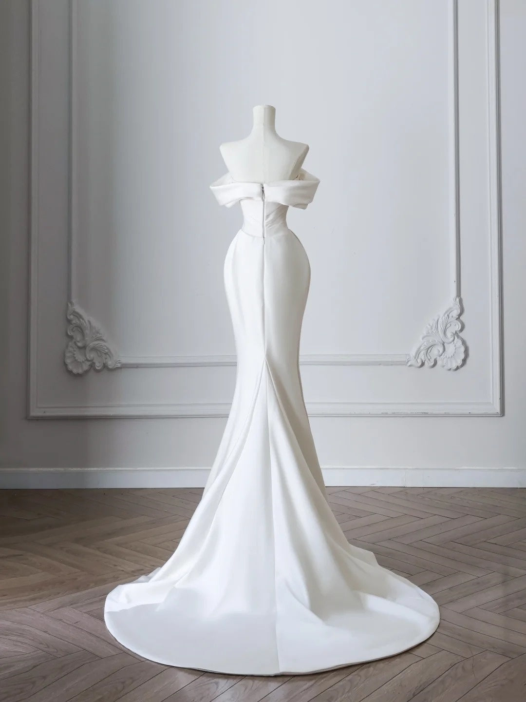 Robe de mariée sirène blanche simple et élégante, longue et slim, en satin, robe de bal, robe de soirée, gh4828