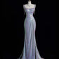 Silver Elegant Galaxy Long Satin Floor Length Ball Gown Evening Dress gh4377
