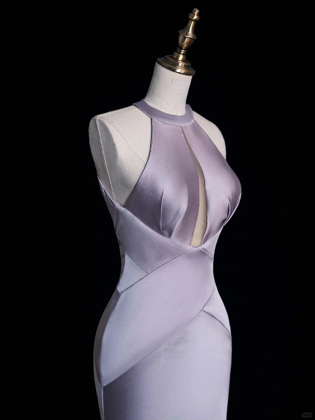 Robe de soirée longue et élégante en satin violet, longueur au sol, gh4293