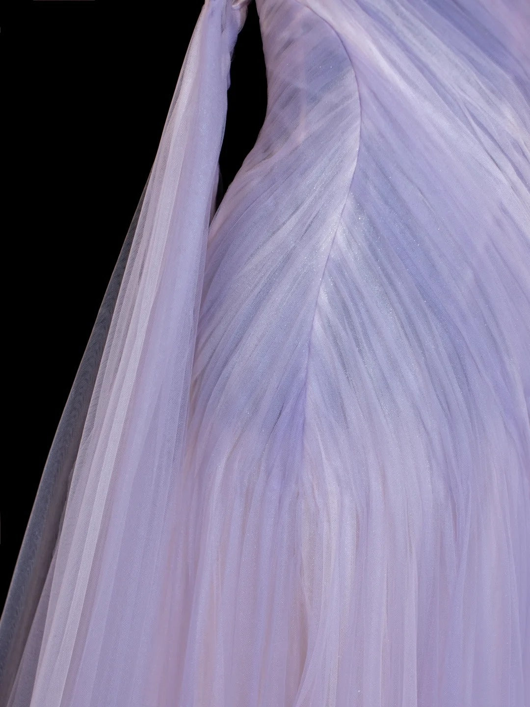 Märchenhaft luxuriöses, verträumtes Abendkleid im hellvioletten Tüll-Stil mit trägerloser Schleppe – Sternenlicht-Thema, Dinner- und Ballkleid gh6562