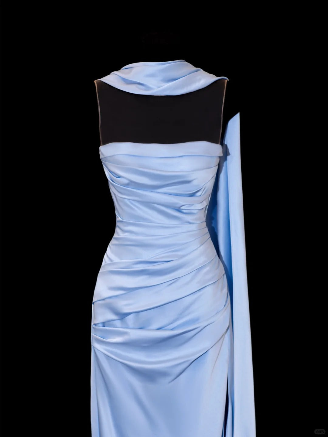Girlhomeshops-Blau exquisite Perlen Mode lange Satin Ballkleid Abendkleid Partykleid gh5379