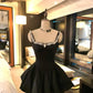 Girlhomeshops-Black short satin princess homecoming dress birthday party dress eighth grade dress gh5298