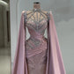 Girlhomeshops-Pink Luxury Gorgeous Beaded Rhinestone Long Satin Prom dress Evening Dress gh5017