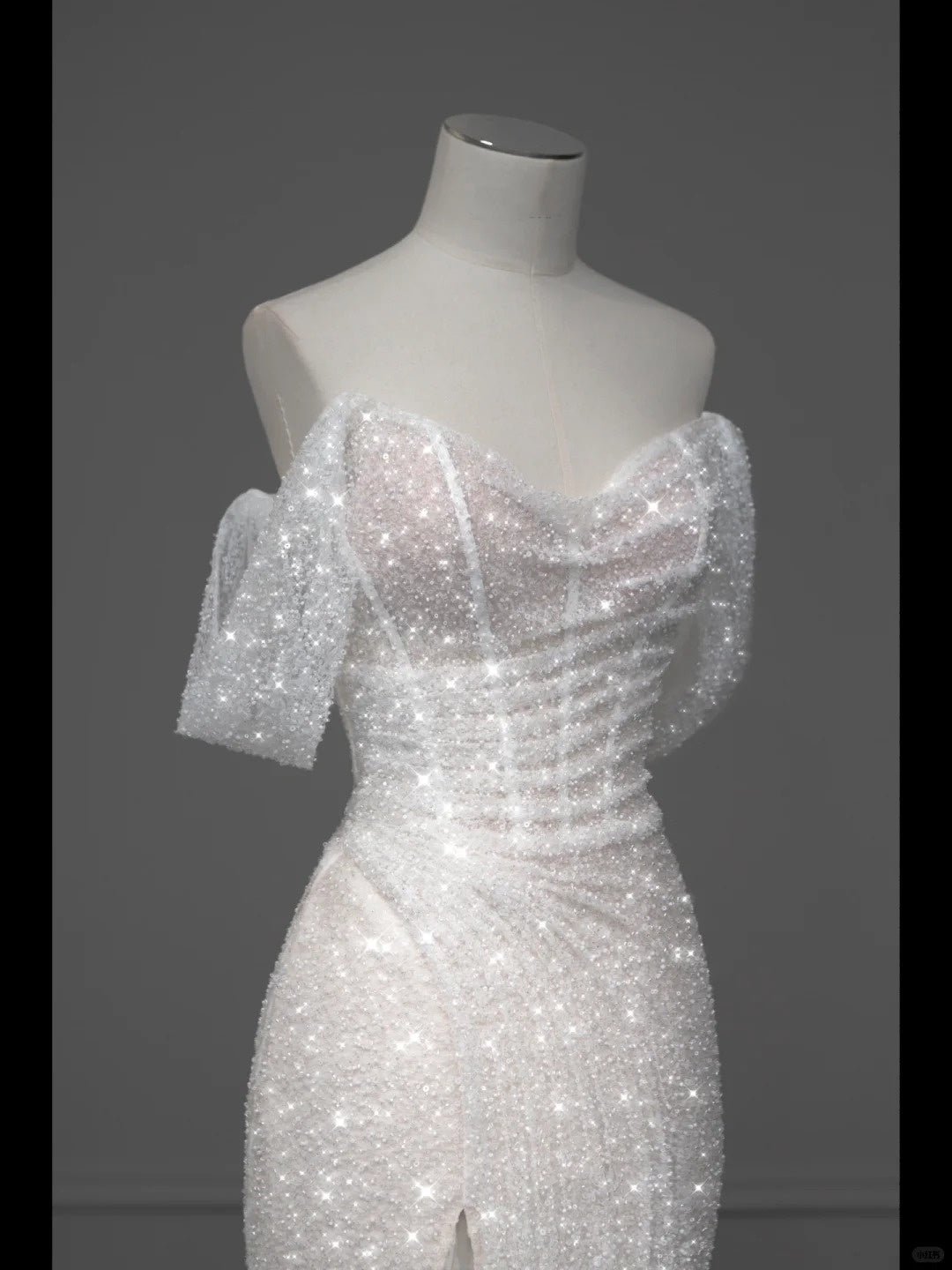 ✨Girlhomeshops-White Sparkling Elegant Mermaid Long Tulle Slimming Prom dress Evening Dress Party Dress gh4991