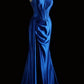 girlhomeshops-Sleeveless Royal Blue Satin Mermaid Dress, Retro Elegant Slim - fitting Floor - length Evening Gown  gh5828
