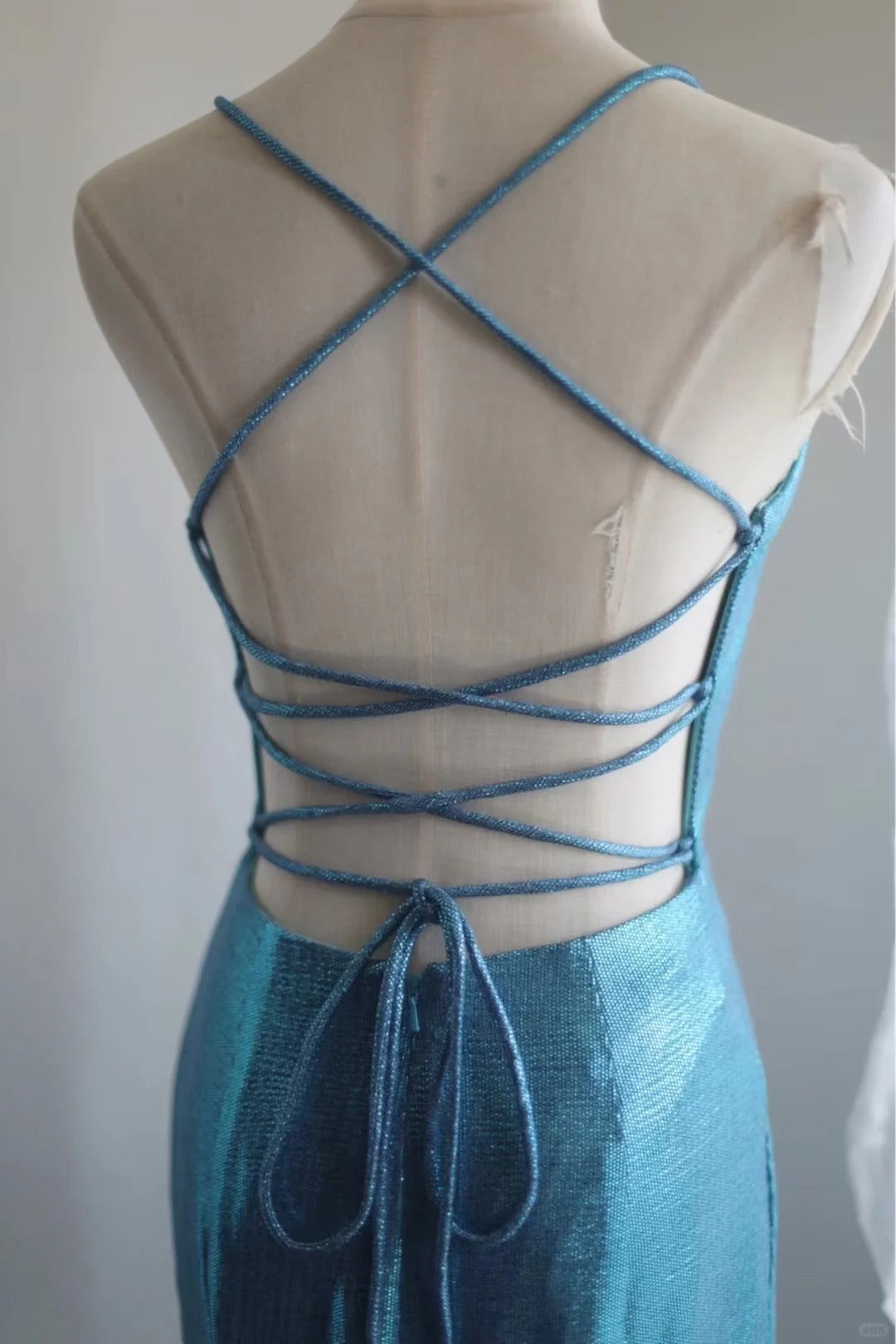 Blue Elegant Satin Long Mermaid Slim Fit Floor Length Ball Gown Evening Gown Prom Dress gh4201