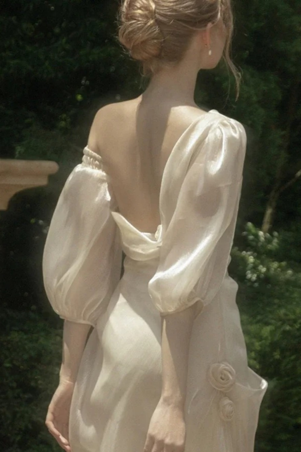 girlhomeshops-🕊One Shoulder Flower Long Fairy Dress White Moonlight Female Lead's Favorite Fairy Dress gh5907