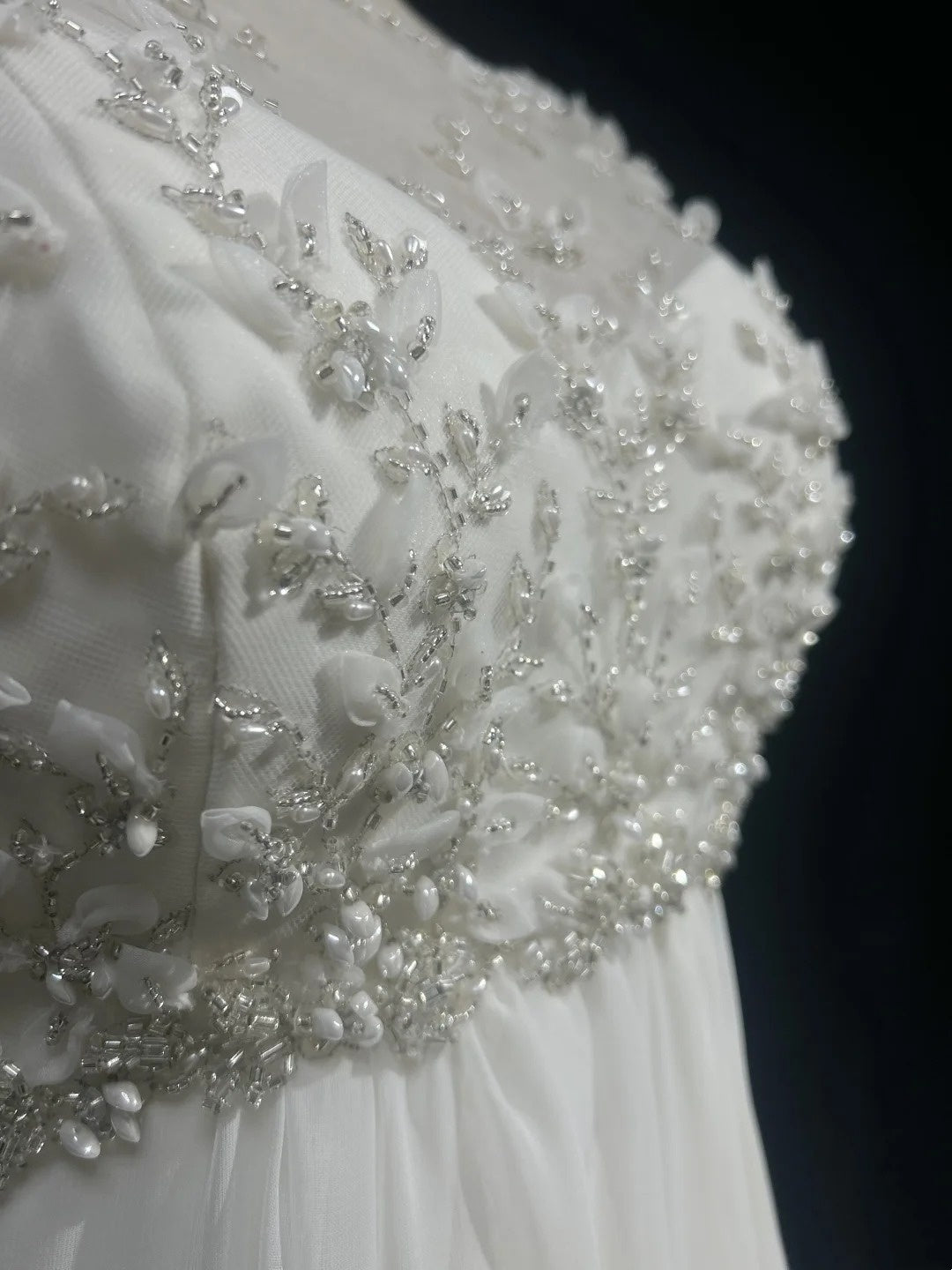 girlhomeshops-White Vintage Beaded Long Tulle Gown/Wedding Dress gh6244