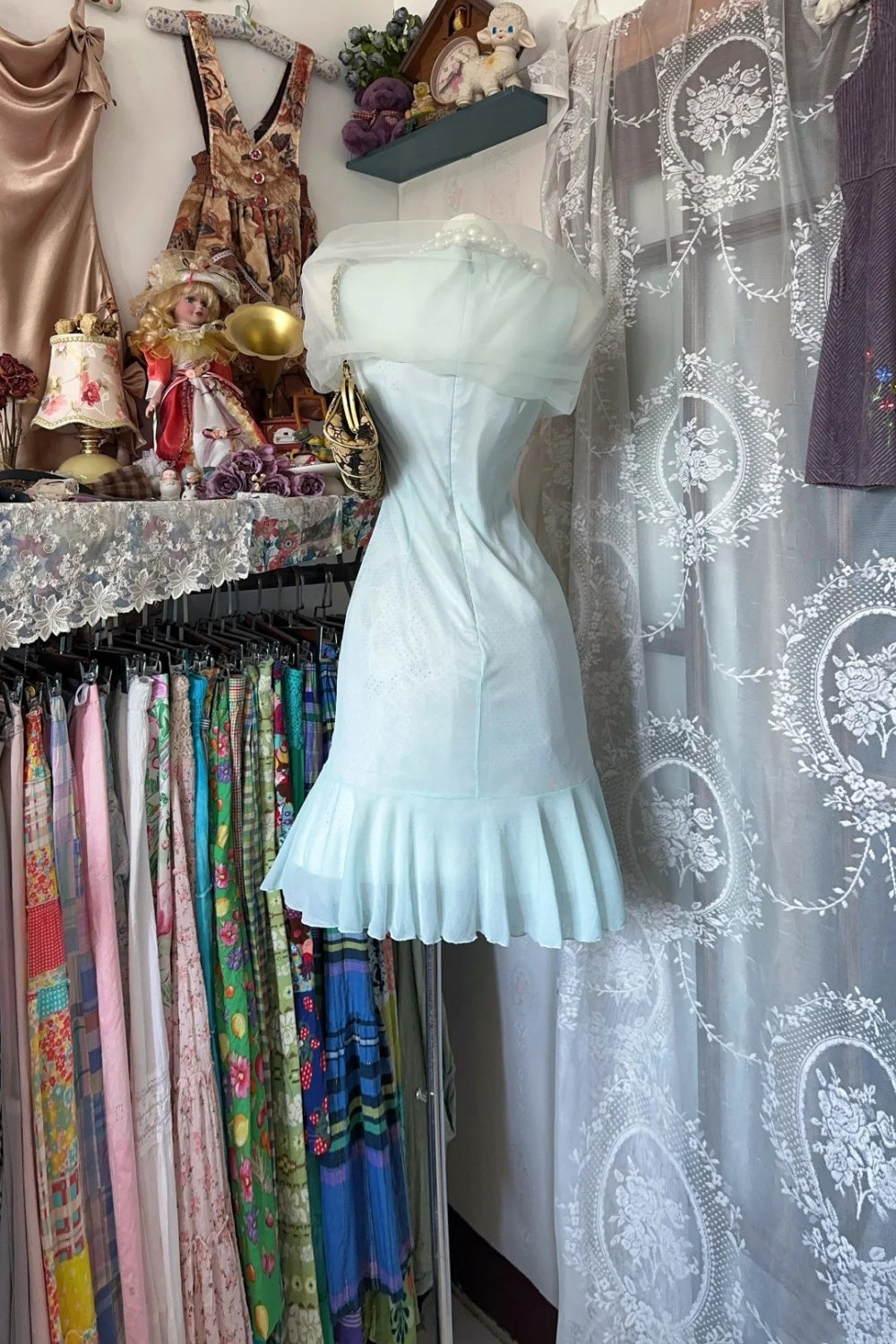 girlhomeshops-Retro Dress, Blue Dress, Short Dress gh6129