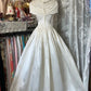 Girlhomeshops-Ivory white floral long satin Prom dress evening dress birthday party dress gh5181