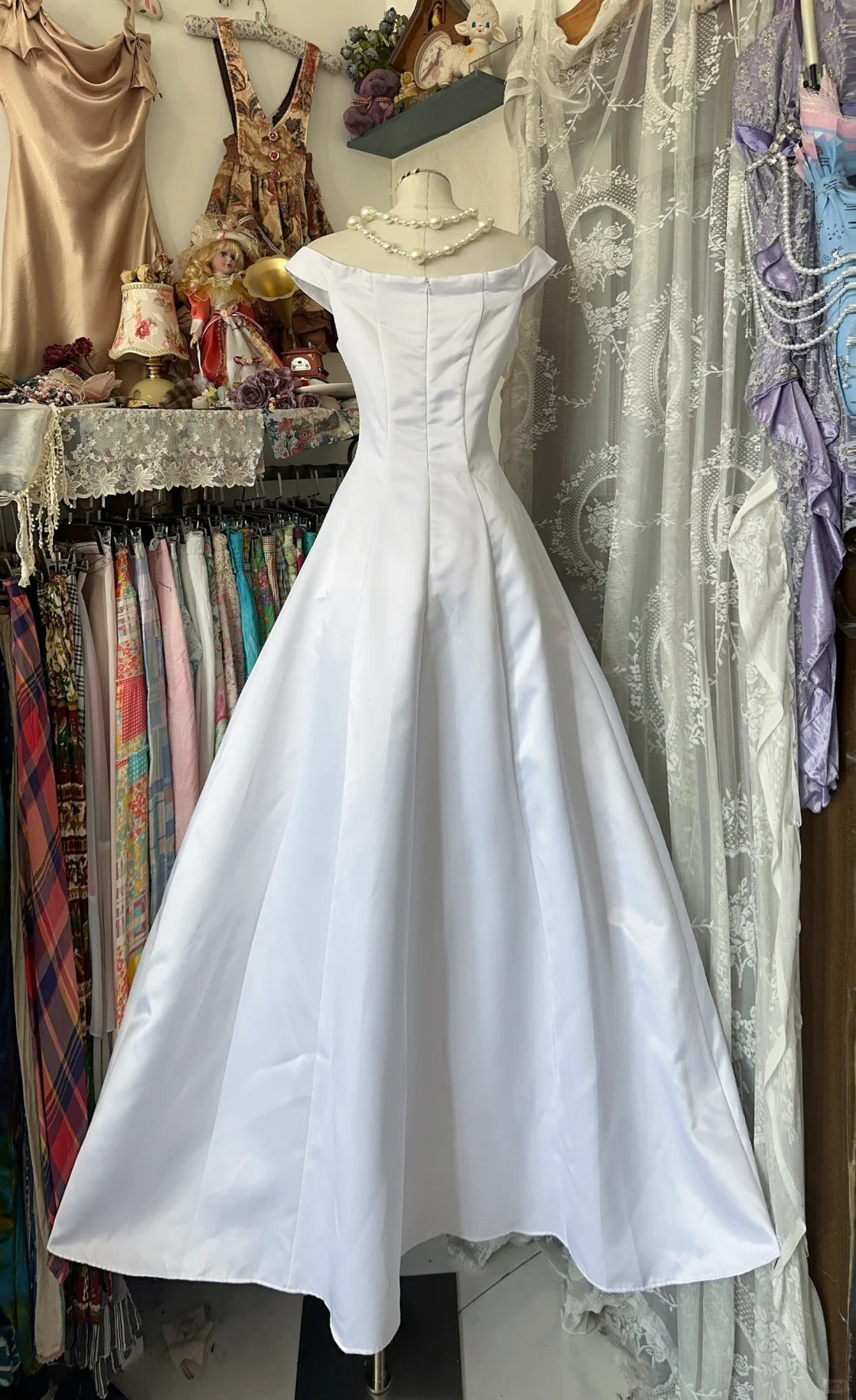 Girlhomeshops-A-line white simple fashion elegant long satin Prom dress evening dress party dress gh5190