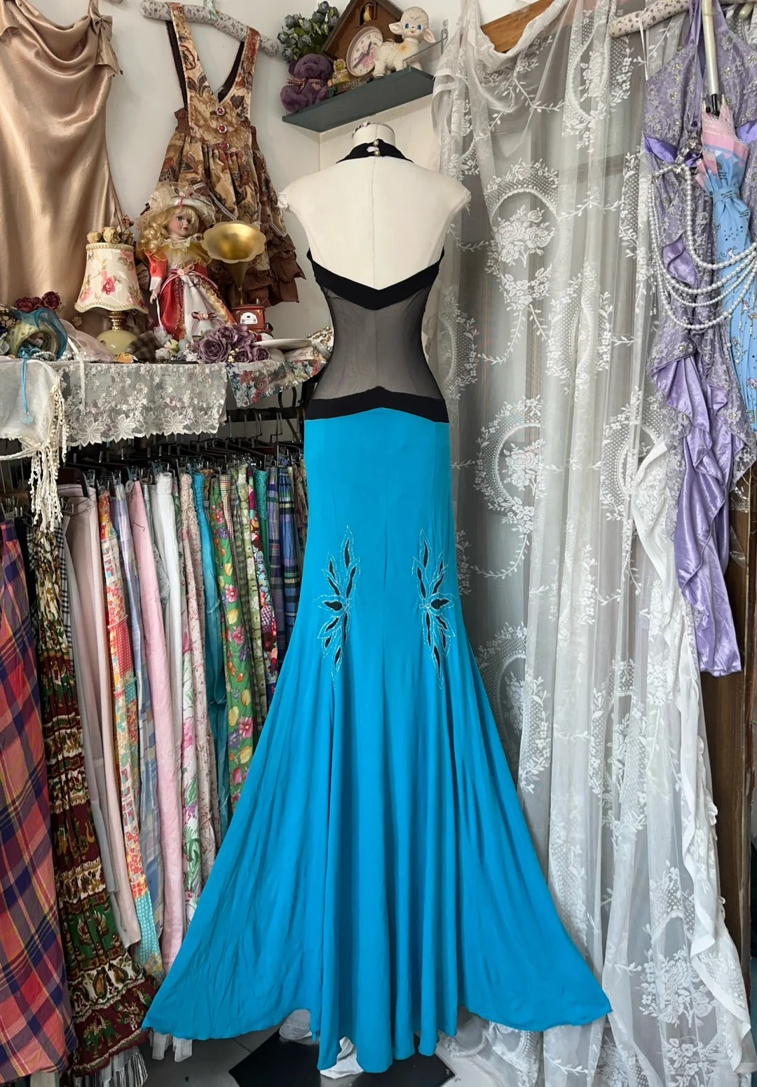 Girlhomeshops-Blue beaded sexy elegant long suspender Prom dress evening dress party dress gh5187
