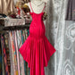 Red Mermaid Beautiful Long Satin Spaghetti Strap Ball Gown Evening Dress Party Dress gh4394