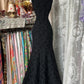Girlhomeshops-Black floral long satin Prom dress evening dress birthday party dress gh5184
