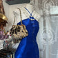 girlhomeshops-Royal Blue Satin Beaded Halter Sleeveless Floor-Length Mermaid Gown gh6324