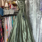 Girlhomeshops-Green elegant simple long satin Prom dress evening dress birthday party dress gh5185