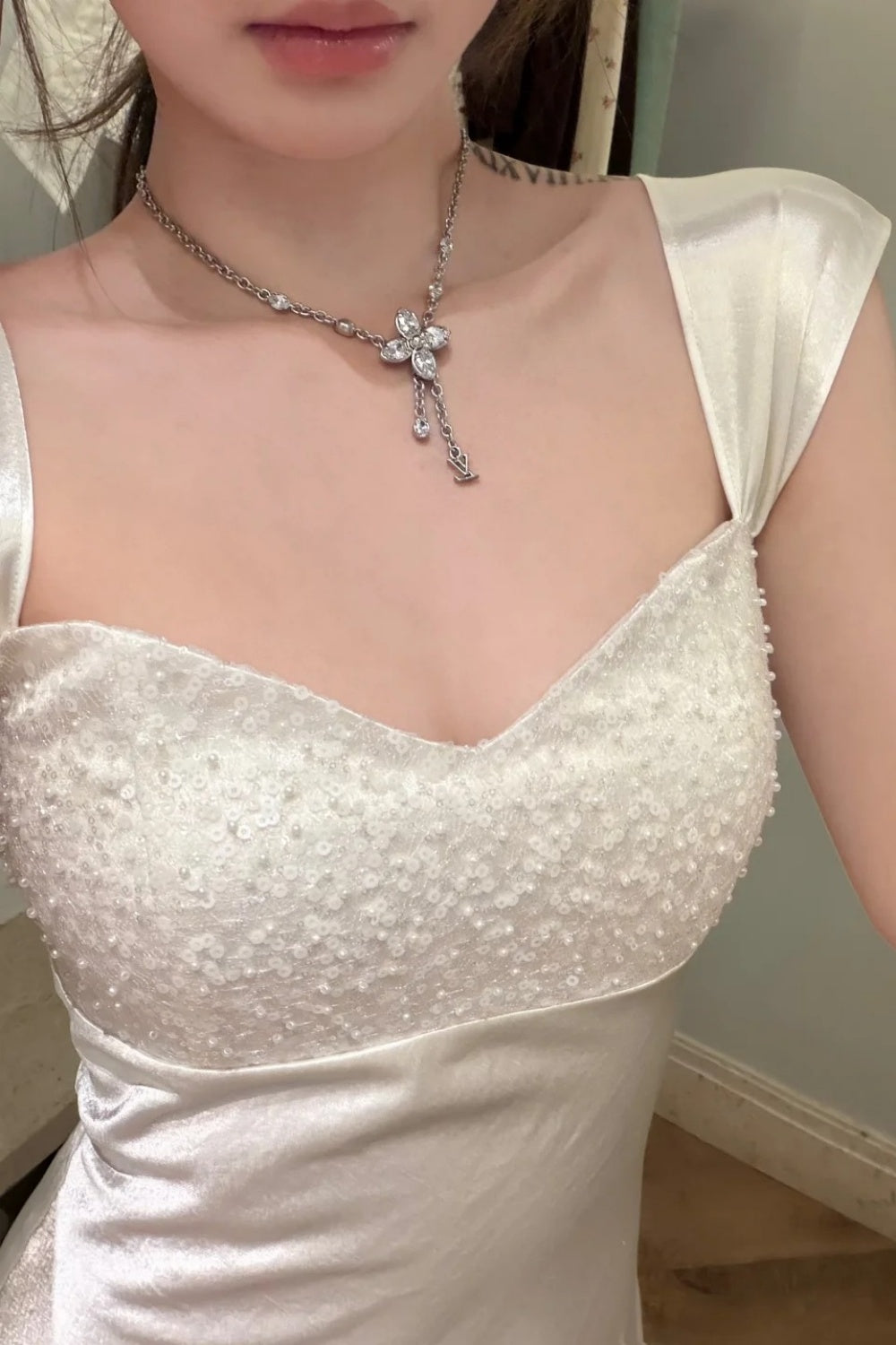 White, Simple Yet Elegant Long Bridesmaid Dress, Birthday Party Dress gh7081