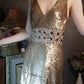 Gold gorgeous vintage beaded sequins elegant long sequin homecoming dress prom dress evening dress cocktail party dress gh4798
