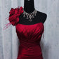 Burgundy Retro Elegant Long Evening Gown gh7083