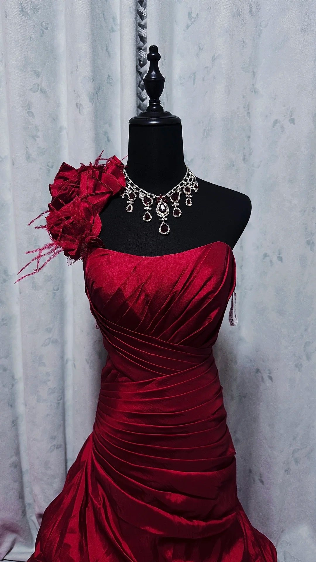 Burgundy Retro Elegant Long Evening Gown gh7083