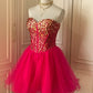 ❤️Pink retro noble princess short homecoming dress sequined tulle ball dress evening dress gh4392