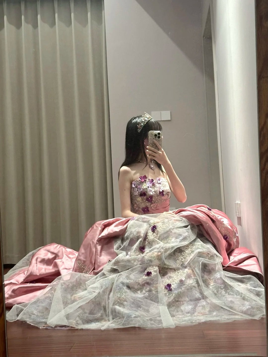 Robe de bal longue de princesse rose gh6659