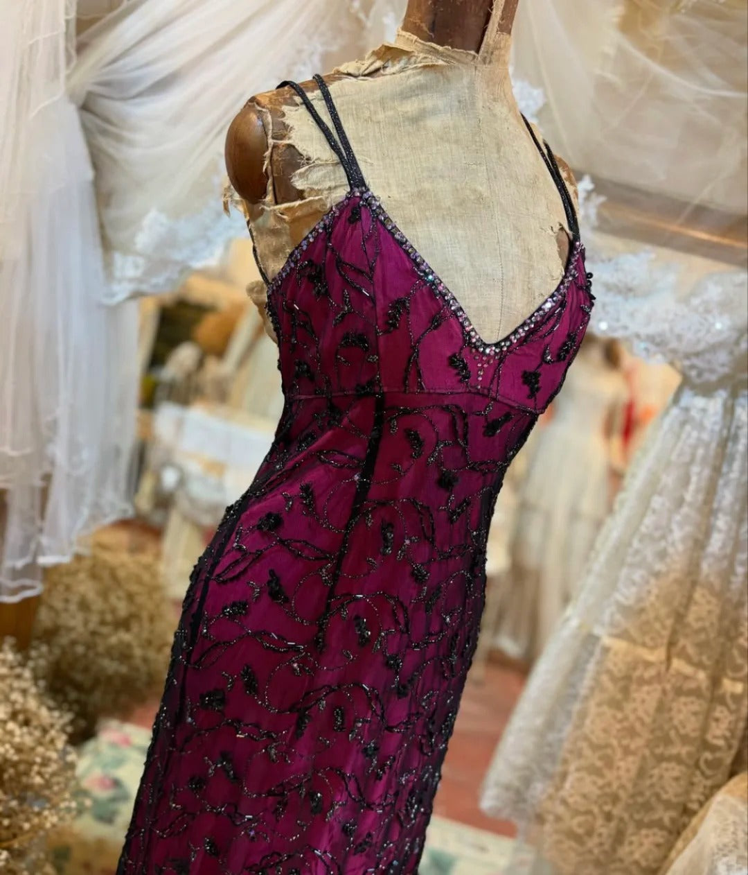 Girlhomeshops-Purple Beaded Vintage Elegant Long Chiffon Prom dress Evening Dress Party Dress gh5045