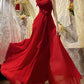 Red floral long satin tulle ball gown birthday party dress evening dress gh4414