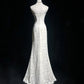 White Retro Fashion Sweetheart Neck Elegant Exquisite Lace Long Lace Tulle Floor Length Trailing Ball Gown Evening Gown Prom Gown Wedding Dress gh3873