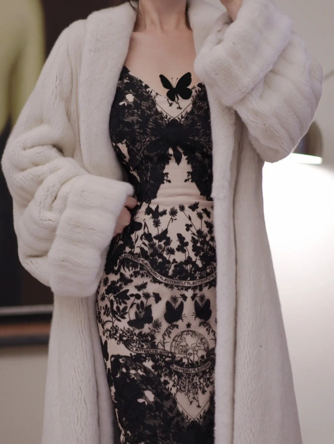 Vintage Dark Romantic Court Style Lace Paneled Ankle-Length Mermaid Butterfly Print Camisole Gown - Slim Elegant Dress for Dinner & Party Events gh6490