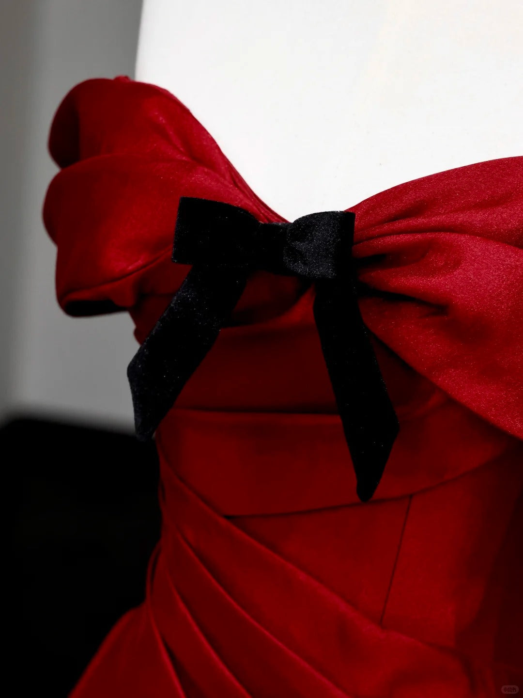 Girlhomeshops -Red bow long satin prom dress evening dress party dress gh5115