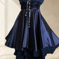 girlhomeshops--Navy blue satin retro halter neck elegant satin simple homecoming dress gh5699