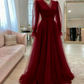 High Quality Pink Simple Elegant Long Sleeve Tulle Long Evening Dress, Ball Gown, Wedding Dress, Wedding Guest Dress,Gala Dress Gh2215