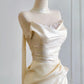Girlhomeshops--✨Cream yellow long satin prom dress gh5480