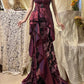 Purple Lace Beautiful Mermaid Long Satin Ball Gown Evening Dress gh4440