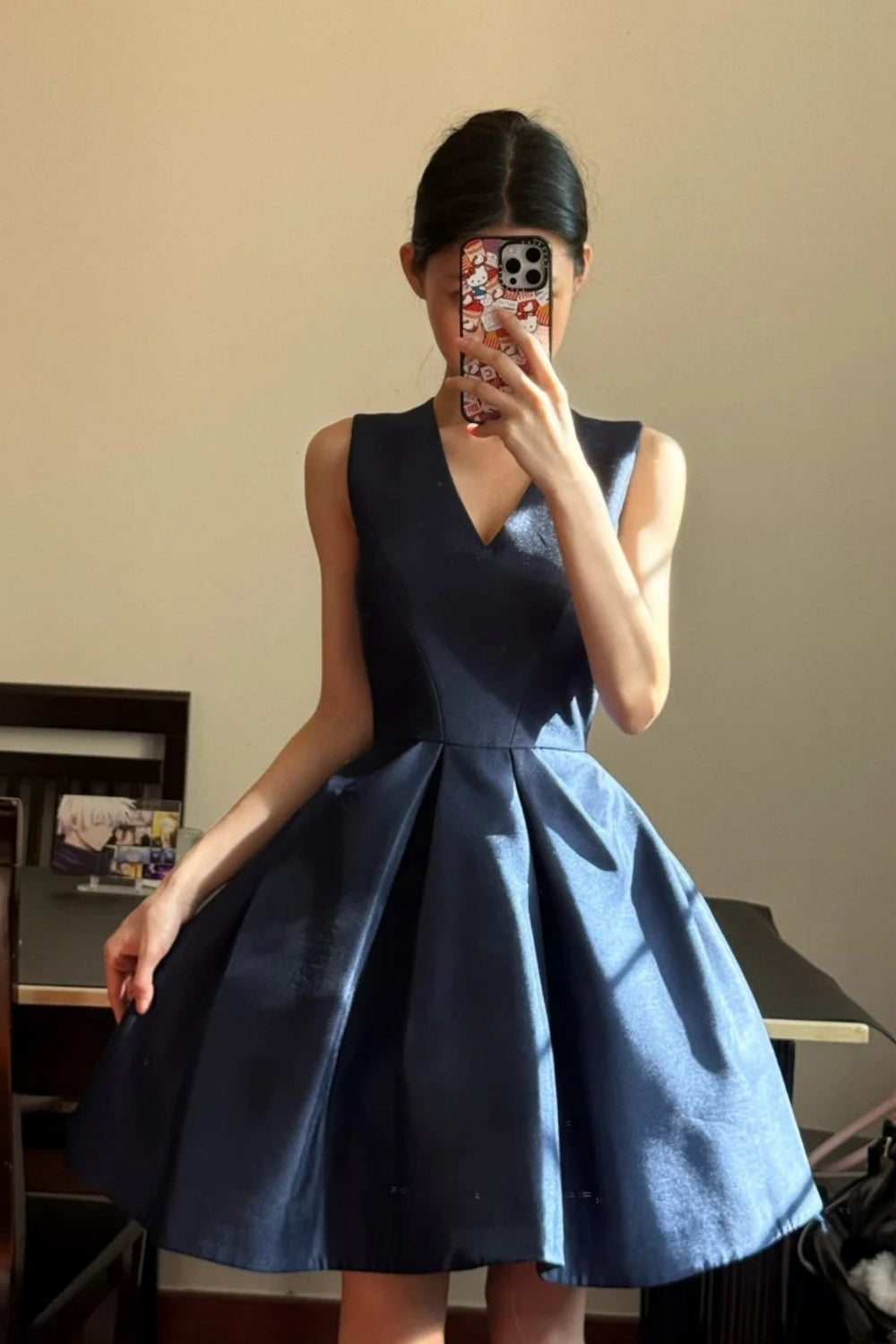 Robe de soirée courte en satin gh6640