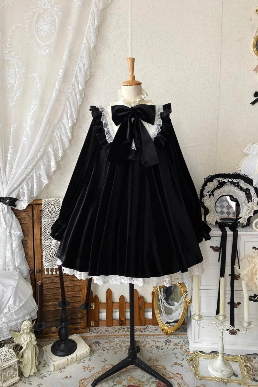 Black doll collar velvet short birthday dress doll dress gh6658