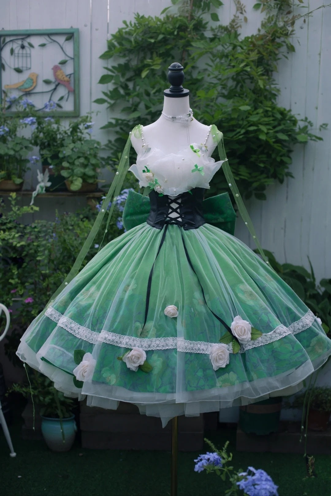 Robe Lolita Verte Merveilleuse Rose de Rêve gh6655