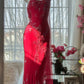 Red Romantic Gorgeous Fashion Elegant Exquisite Beaded Long Chiffon Ball Gown Evening Dress Birthday/Wedding Guest/Vacation Party Dress Prom Dress Valentine's Day Date Dress gh4027
