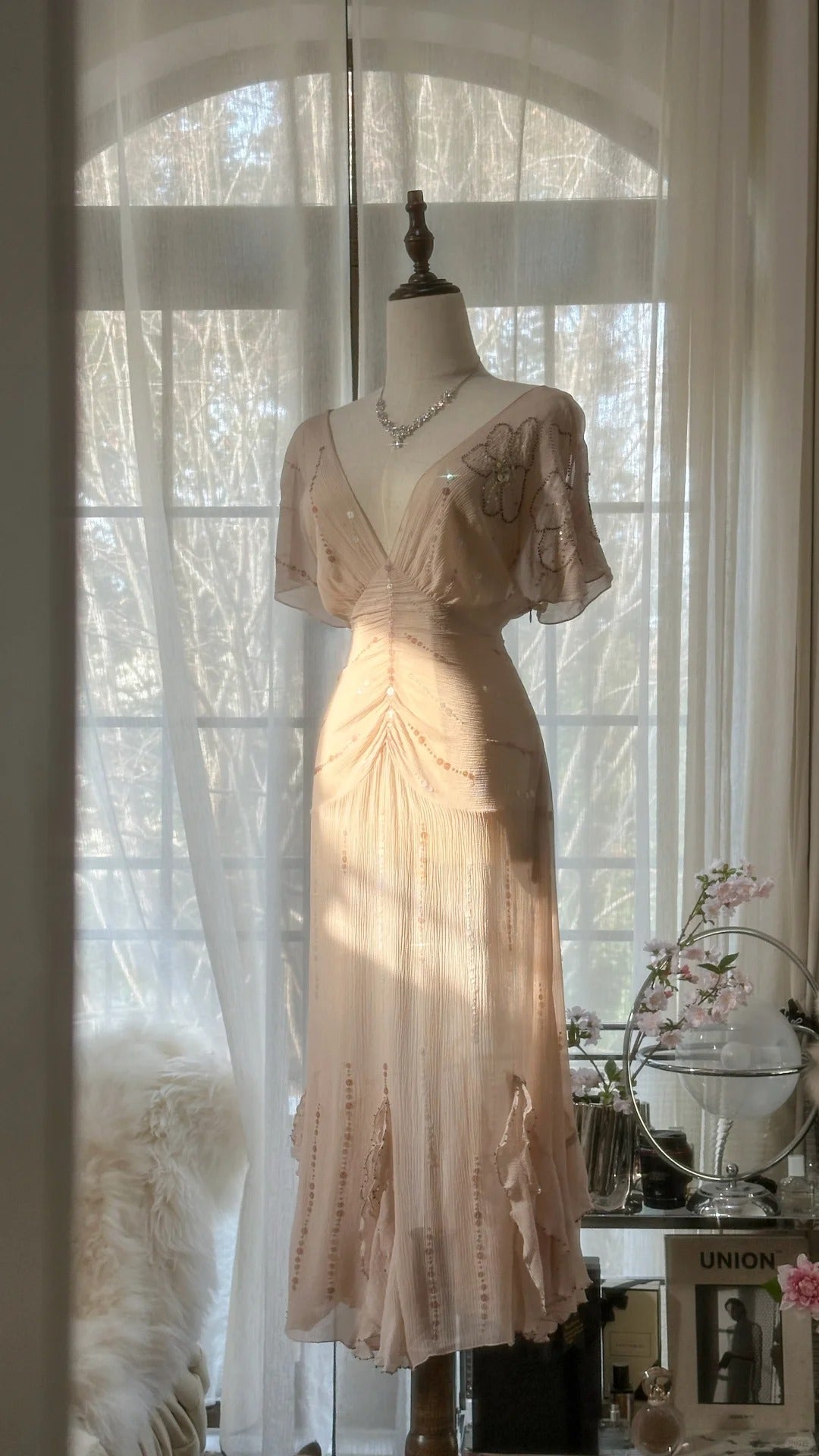 Light Pink Romantic Gorgeous Exquisite Elegant Beaded Long Chiffon Evening Dress Prom Dress Prom Dress Birthday Vacation Party Dress gh4046